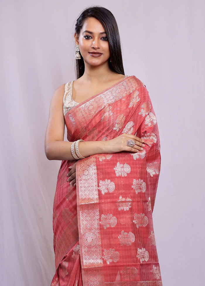 Pink Kora Silk Saree With Blouse Piece - Indian Silk House Agencies