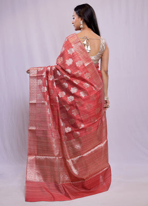 Pink Kora Silk Saree With Blouse Piece - Indian Silk House Agencies