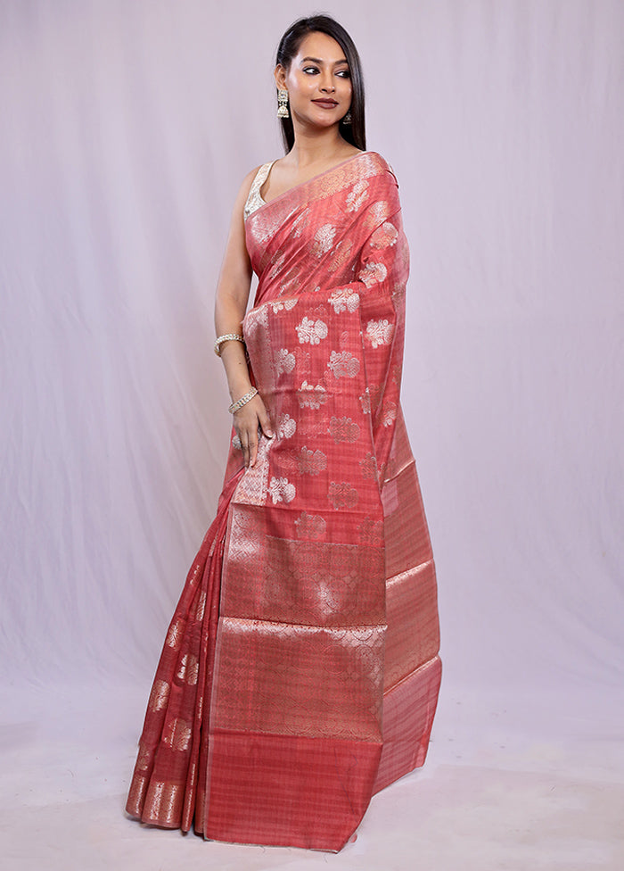 Pink Kora Silk Saree With Blouse Piece - Indian Silk House Agencies