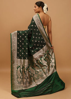 Green Tanchoi Silk Saree With Blouse Piece