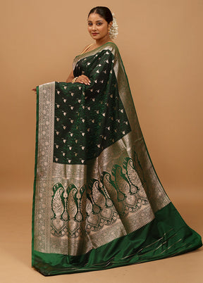 Green Tanchoi Silk Saree With Blouse Piece