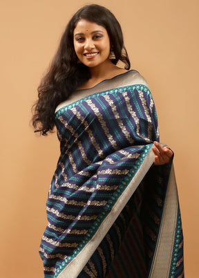 Blue Tanchoi Silk Saree With Blouse Piece