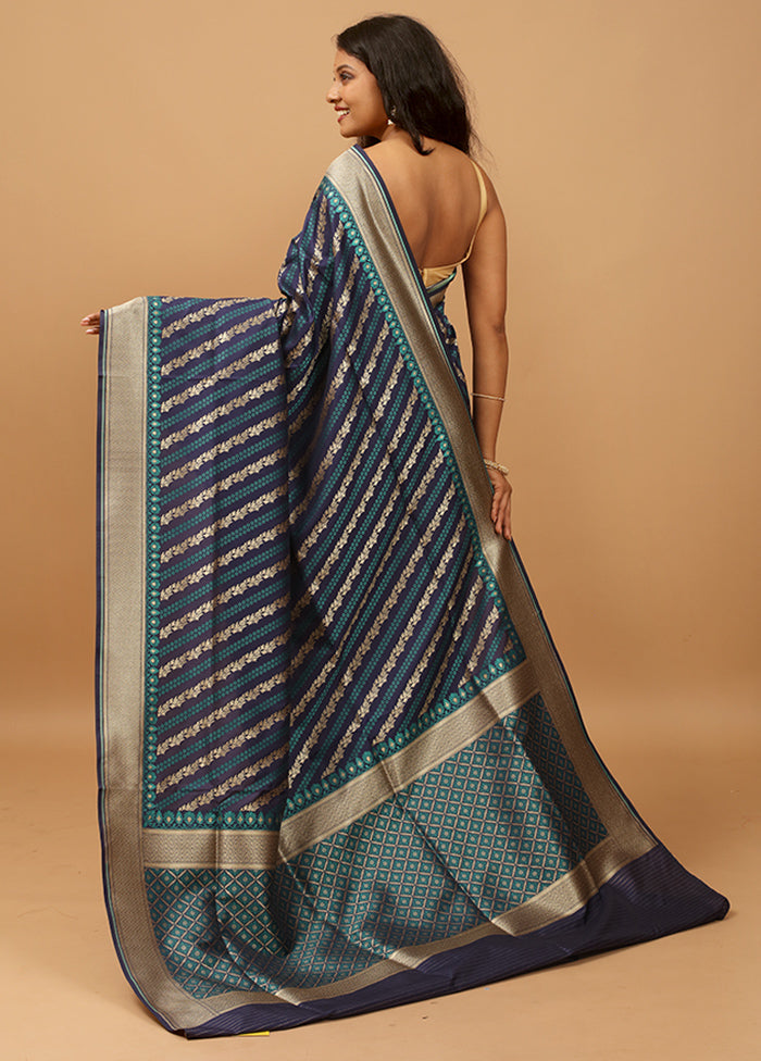 Blue Tanchoi Silk Saree With Blouse Piece