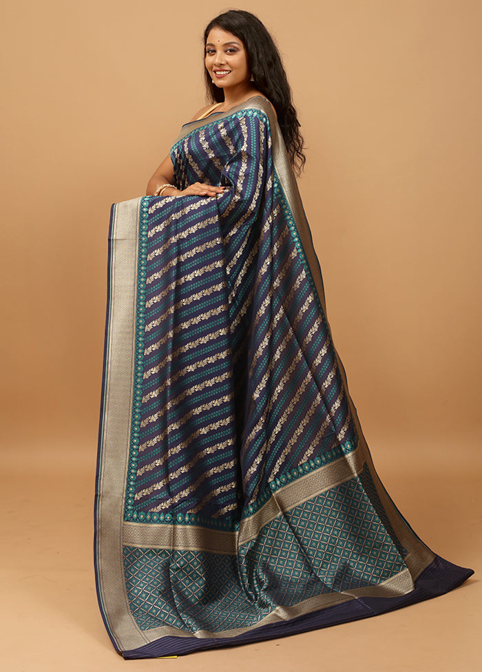 Blue Tanchoi Silk Saree With Blouse Piece