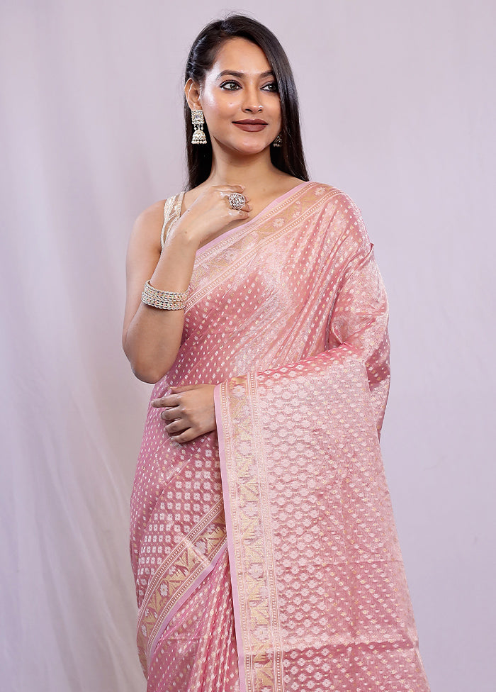 Pink Tissue Silk Saree With Blouse Piece - Indian Silk House Agencies