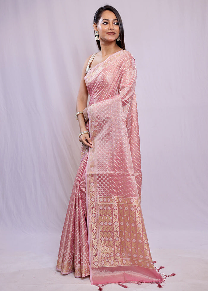 Pink Tissue Silk Saree With Blouse Piece - Indian Silk House Agencies