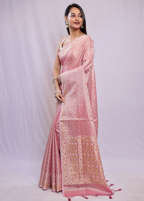 Pink Tissue Silk Saree With Blouse Piece - Indian Silk House Agencies