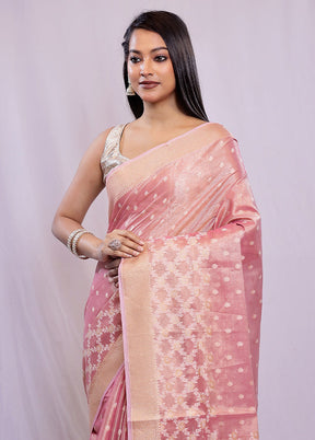 Pink Tissue Silk Saree With Blouse Piece - Indian Silk House Agencies