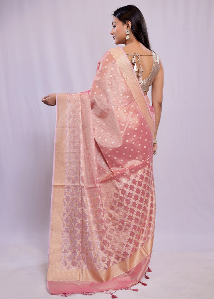 Pink Tissue Silk Saree With Blouse Piece - Indian Silk House Agencies