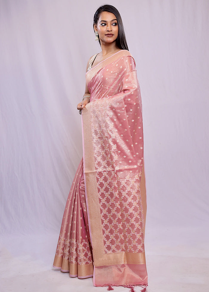 Pink Tissue Silk Saree With Blouse Piece - Indian Silk House Agencies