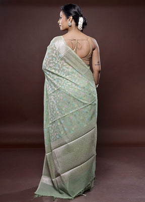 Green Kora Silk Saree Without Blouse Piece - Indian Silk House Agencies