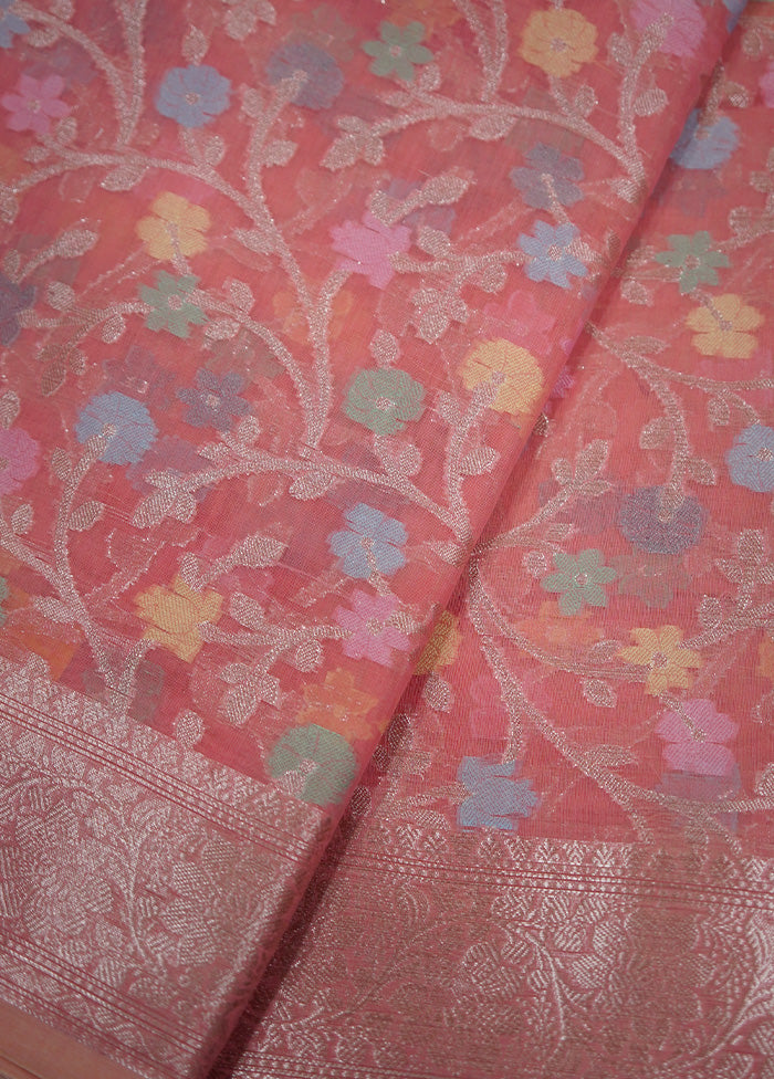 Pink Kora Silk Saree Without Blouse Piece - Indian Silk House Agencies