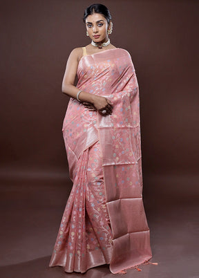 Pink Kora Silk Saree Without Blouse Piece - Indian Silk House Agencies