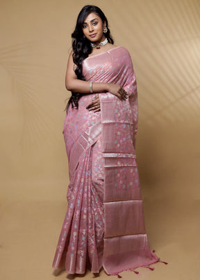 Pink Kora Silk Saree Without Blouse Piece - Indian Silk House Agencies