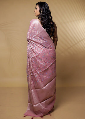 Pink Kora Silk Saree Without Blouse Piece - Indian Silk House Agencies