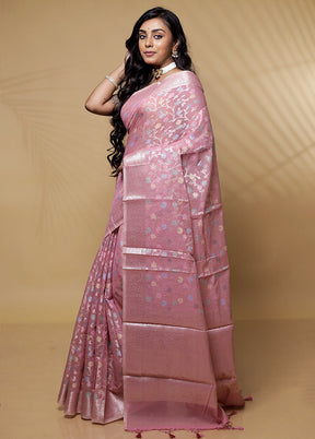 Pink Kora Silk Saree Without Blouse Piece - Indian Silk House Agencies