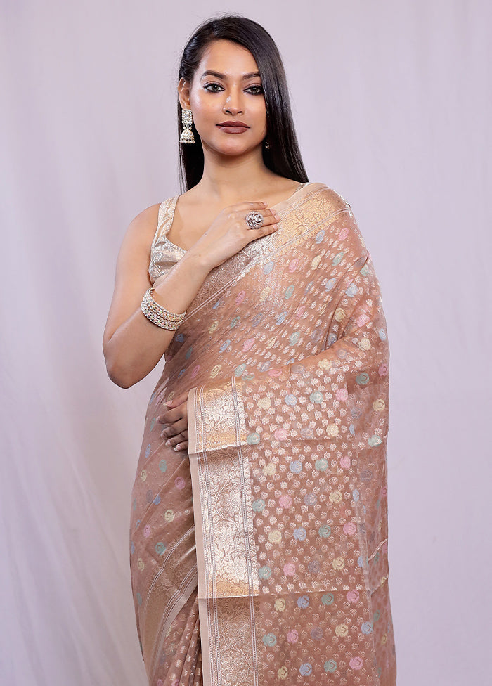 Cream Kora Silk Saree With Blouse Piece - Indian Silk House Agencies