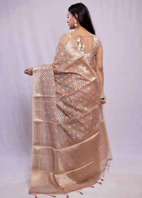 Cream Kora Silk Saree With Blouse Piece - Indian Silk House Agencies