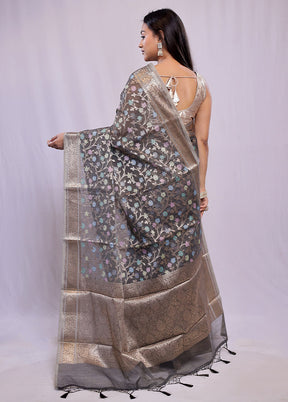 Grey Kora Silk Saree With Blouse Piece - Indian Silk House Agencies