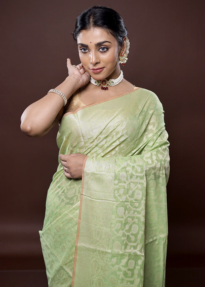 Green Cotton Saree Without Blouse Piece - Indian Silk House Agencies