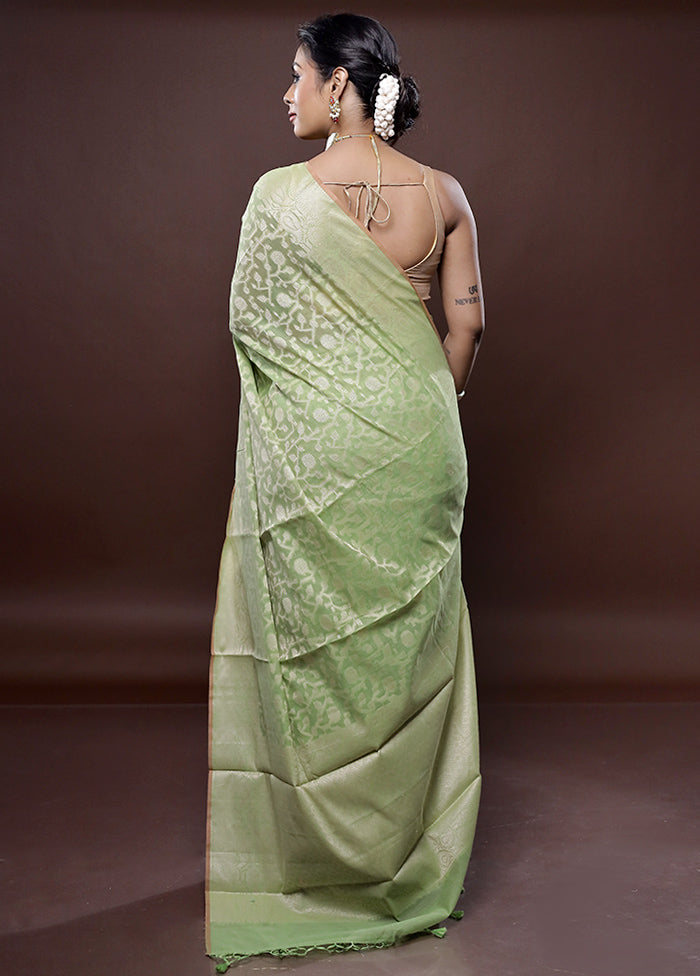 Green Cotton Saree Without Blouse Piece - Indian Silk House Agencies