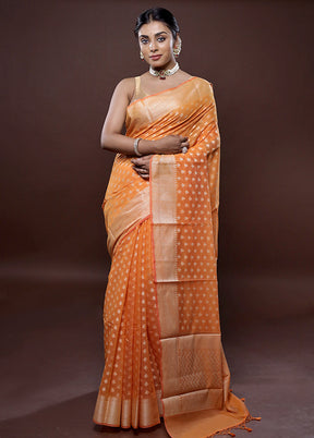 Orange Cotton Saree Without Blouse Piece - Indian Silk House Agencies