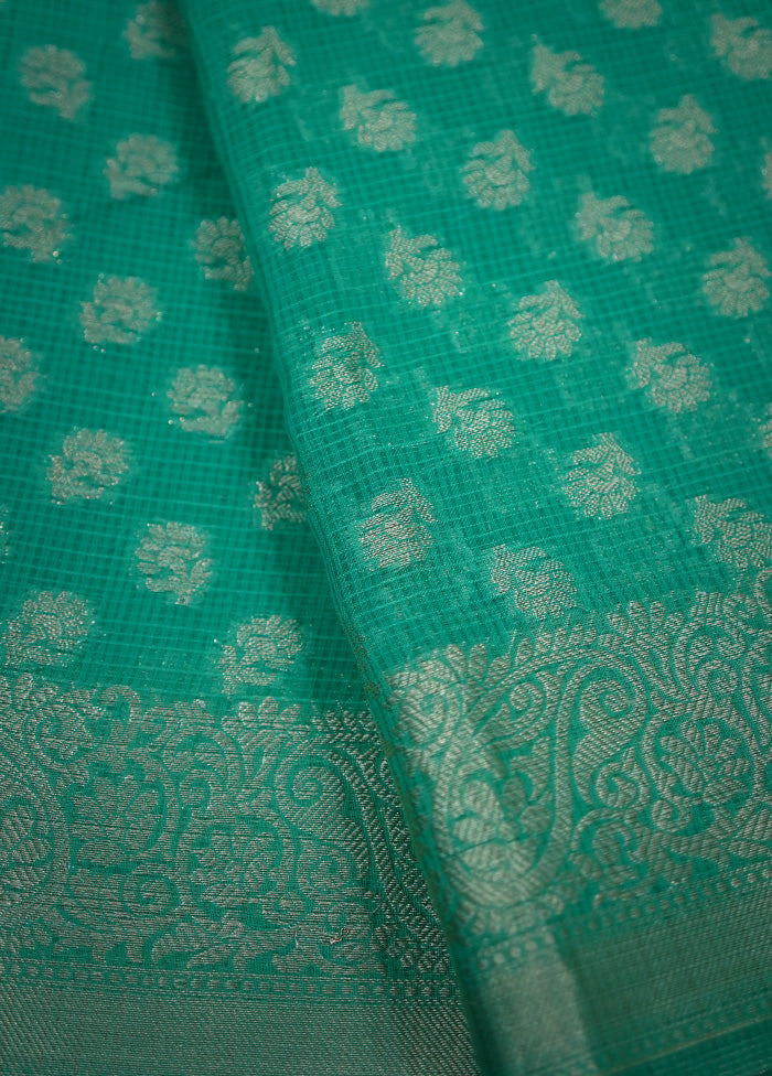 Green Cotton Saree With Blouse Piece - Indian Silk House Agencies