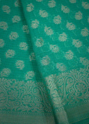 Green Cotton Saree With Blouse Piece - Indian Silk House Agencies