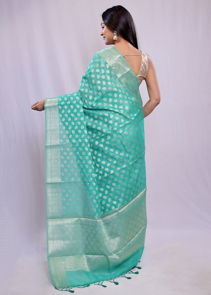 Green Cotton Saree With Blouse Piece - Indian Silk House Agencies