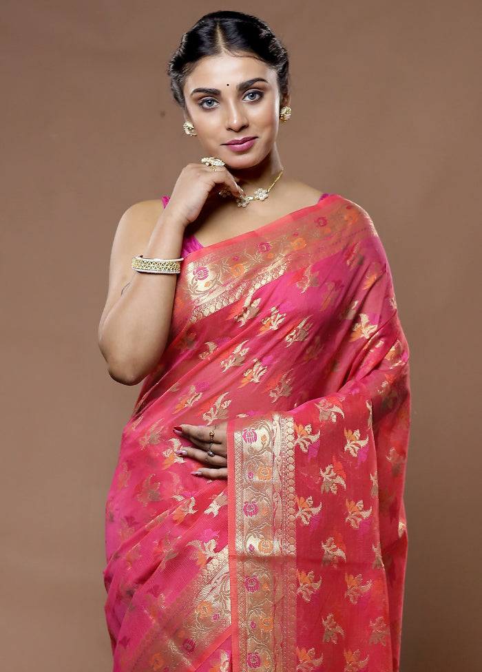 Pink Cotton Saree With Blouse Piece - Indian Silk House Agencies