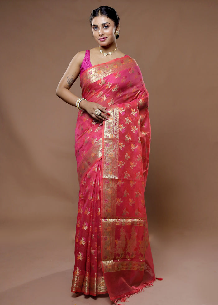 Pink Cotton Saree With Blouse Piece - Indian Silk House Agencies