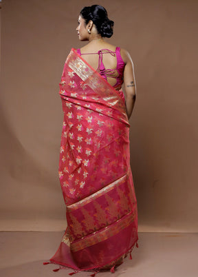 Pink Cotton Saree With Blouse Piece - Indian Silk House Agencies