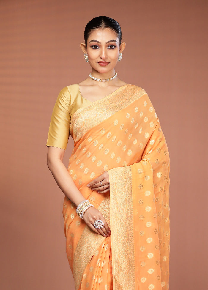 Orange Georgette Saree With Blouse Piece
