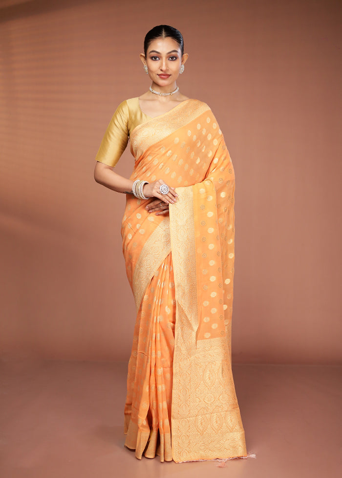 Orange Georgette Saree With Blouse Piece
