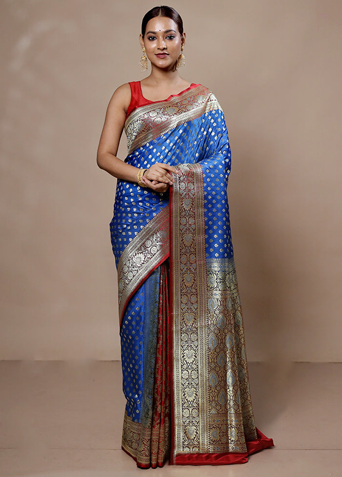 Blue Georgette Saree With Blouse Piece