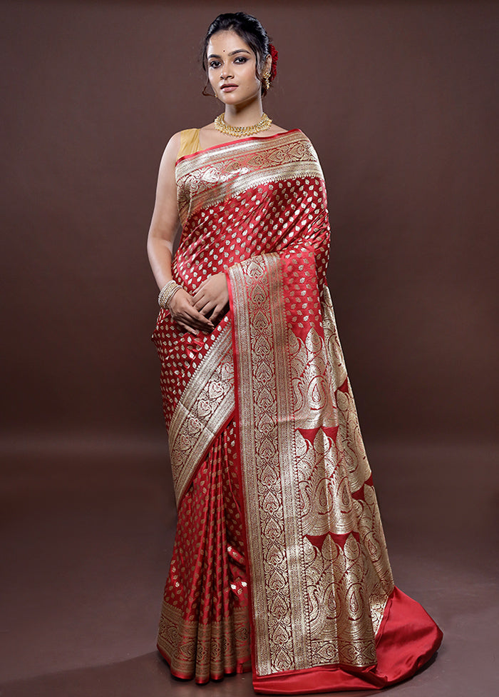 Maroon Banarasi Silk Saree Without Blouse Piece - Indian Silk House Agencies