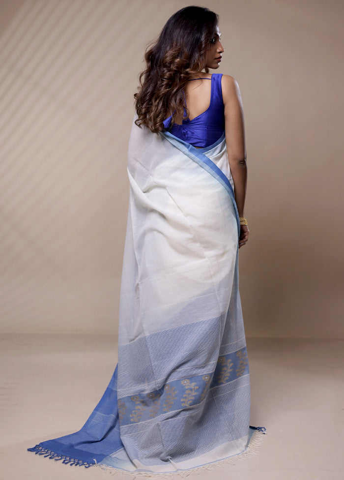 Grey Pure Khadi Cotton Saree Without Blouse Piece - Indian Silk House Agencies