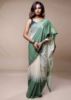 Grey Pure Khadi Cotton Saree Without Blouse Piece - Indian Silk House Agencies