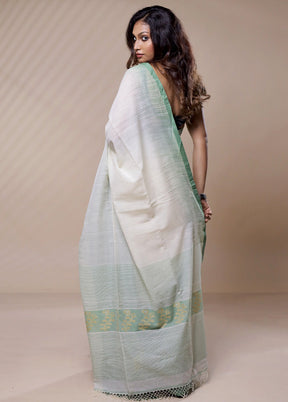 Grey Pure Khadi Cotton Saree Without Blouse Piece - Indian Silk House Agencies