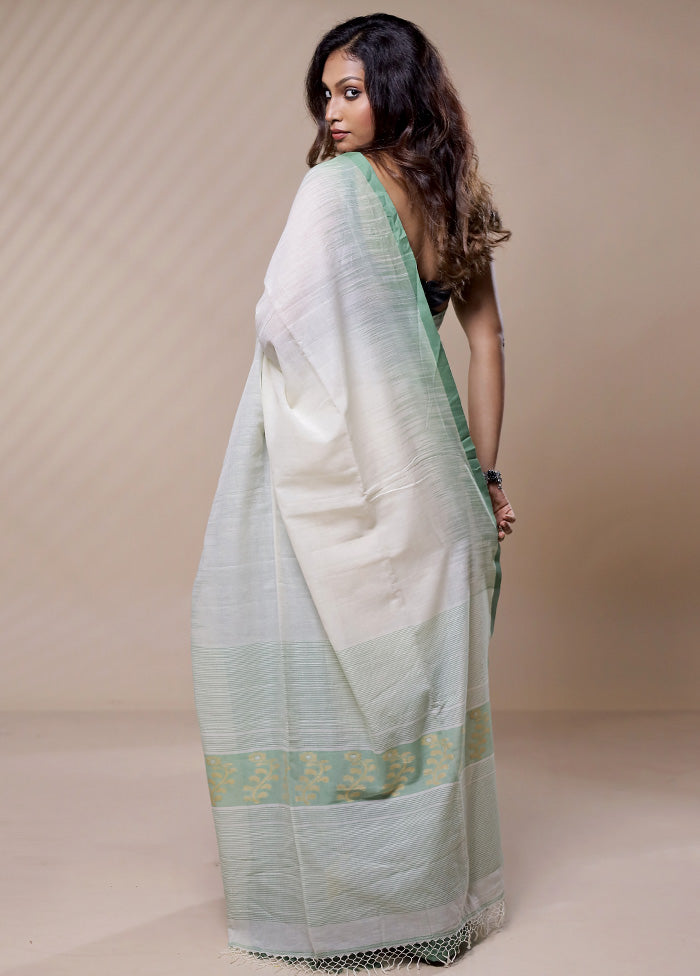 Grey Pure Khadi Cotton Saree Without Blouse Piece - Indian Silk House Agencies