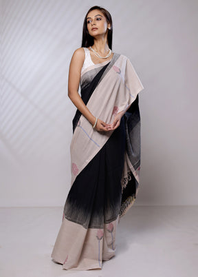 Black Khaddi Banarasi Silk Saree With Blouse Piece