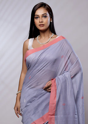 Grey Khaddi Banarasi Silk Saree With Blouse Piece