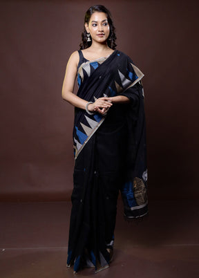 Black Cotton Saree With Blouse Piece