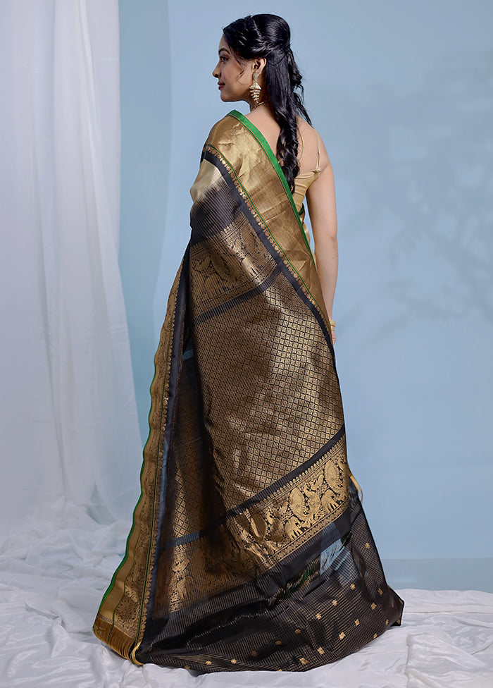 Cream Gadwal Pure Silk Saree Without Blouse Piece - Indian Silk House Agencies