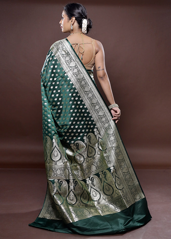 Green Banarasi Silk Saree Without Blouse Piece - Indian Silk House Agencies