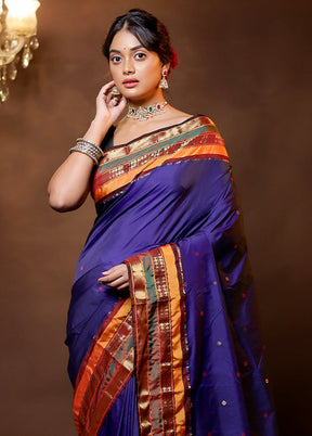 Blue Kanjivaram Silk Saree With Blouse Piece