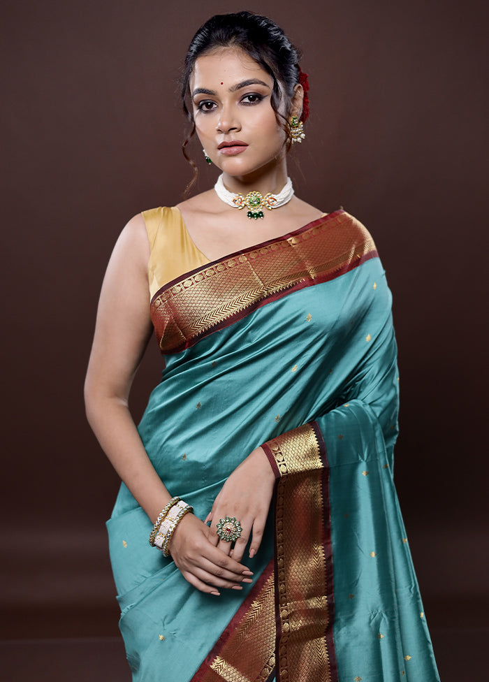 Green Kanjivaram Silk Saree Without Blouse Piece - Indian Silk House Agencies