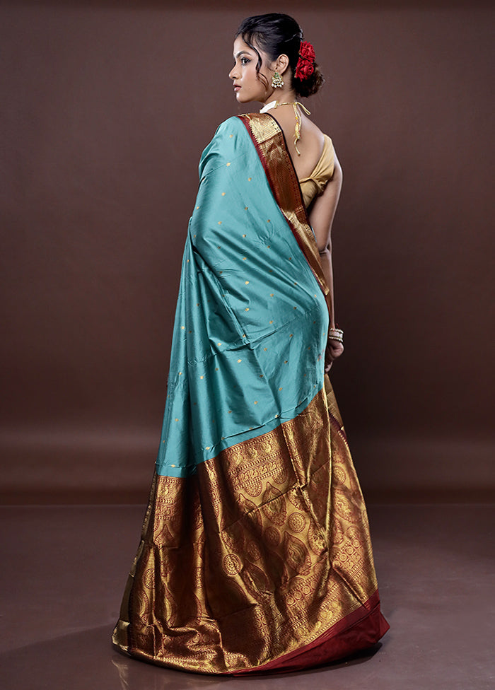 Green Kanjivaram Silk Saree Without Blouse Piece - Indian Silk House Agencies