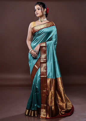 Green Kanjivaram Silk Saree Without Blouse Piece - Indian Silk House Agencies