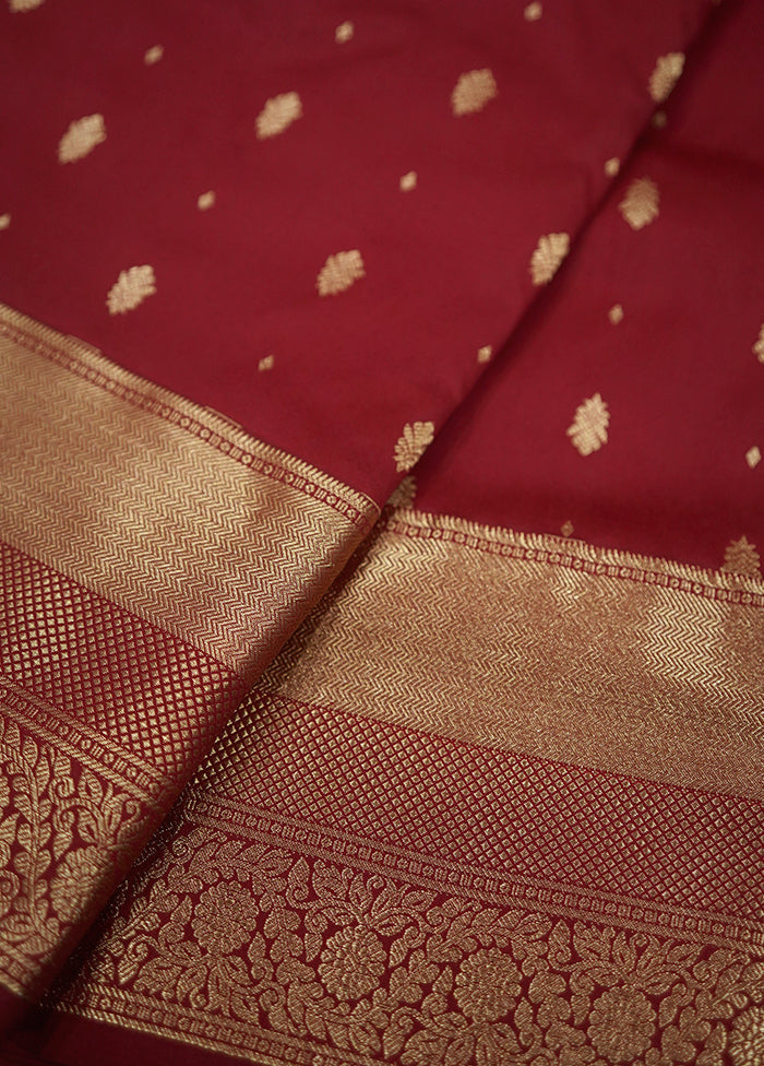 Maroon Kanjivaram Pure Silk Saree With Blouse Piece - Indian Silk House Agencies